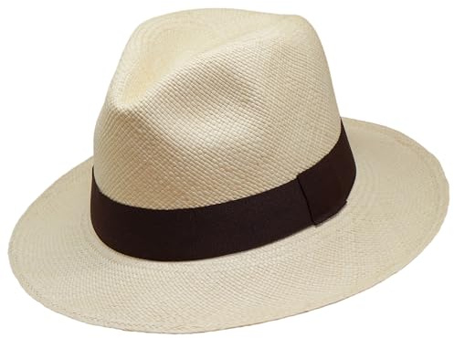Tumia LAC - Sombrero Panama Hombre y Mujer, Fedora de Paja Toquilla Hecho a Mano en Ecuador | Sombrero Paja Ajustable y Plegable para Verano con Cinta – 57cm