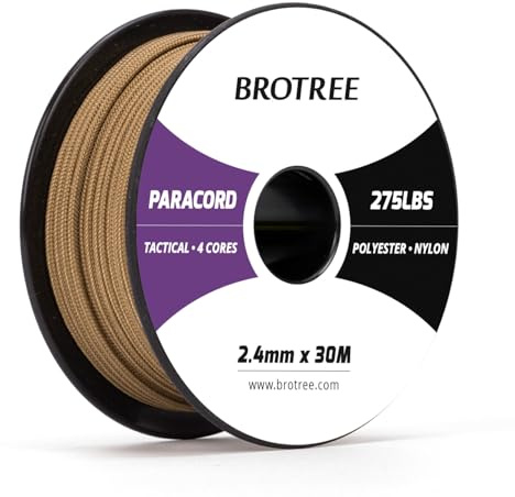 Brotree Paracord 275 2,4mm 30M Nylon Seil mit 4 Kern Schnur | 125kg (275lbs) Bruchlast, Spule, Camping, Angeln, Überleben, Basteln, Armband, Outdoor und DIY