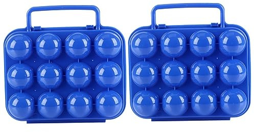 Housoutil 2piezas Caja De Transporte De Huevos Portátil Capacidad Para Huevos Organizador De Cocina y Camping Azul Protege y Seguridad