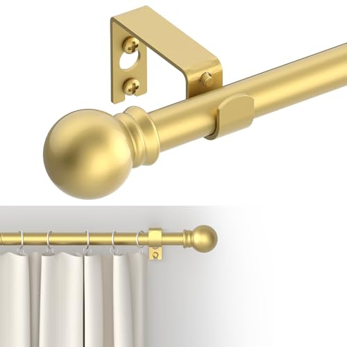 GXOACKJ Curtain Rods for windows 32-48 inch, 5/8 inch Decorative Gold Splicing Heavy Duty Metal Curtain Rod set with Brackets