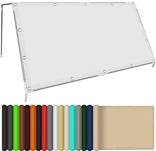 Voile d'ombrage Carré 390 x 480 cm Imperméable PES Protection 98% UV Filet Dombrage Filet Brise Vue pour Terrasse Jardin Extérieur, Blanc