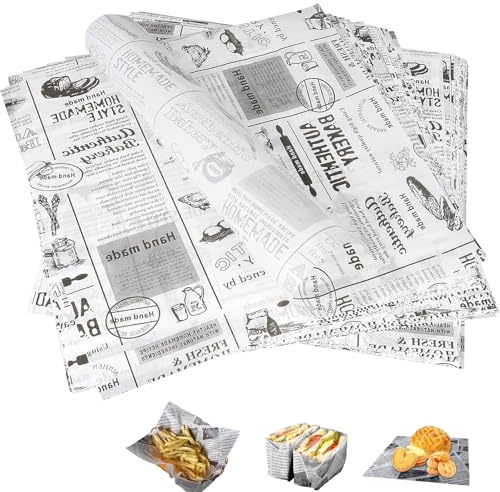 Generic 200 PCS Greaseproof Paper Sheets, 22x22cm, Synthetic, Food Wrapping Paper, Oil Proof, Retro Style, Multi-functional, Wide Applicable