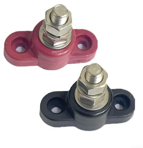 2PCS for battery Power Distribution Terminal Block, 12V 5/16 Single Stud Bus Bar Insulated for battery Post - Positive and Negative