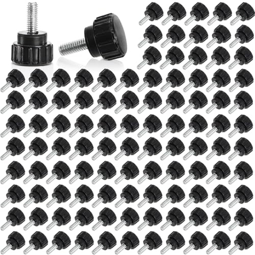 Cididu 100 Pieces 4 x 10 mm Thumb Screw, Carbon Steel Threaded Knurled Knob Screws, Reusable Round Clamping Screw for Quick Replacement, Mounting Screws Grip Knobs for Most Stand and Machine