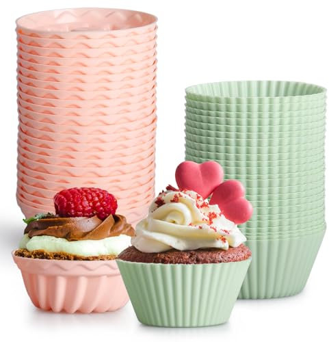 YapitHome 48 Piezas Mini Moldes Magdalenas Silicona, Moldes de Silicona Reposteria para Hornear, Pasteles, Gelatinas, Pudín, Donuts