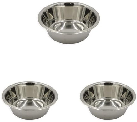 Aimé | Gamelle pour Chien | Gamelle en INOX | Eau et Nourriture pour Chiens | Résistant et Facile à Entretenir | Diamètre 24,5 cm | Contenance 2,8 L | Ecuelle conçue pour Grands Chiens (Lot de 3)