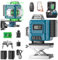 Kevsuvqin Laser Level, Laser Levels Self Leveling with 2 Batteries and LED Display, 4x360 Lazer Level Tool with Tool Box, 16 Green Lines/APP/Remote Control/Pulse Mode/IP54 Waterproof