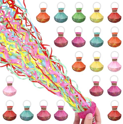 20 stelle filanti per compleanno, lancio di stelle filanti, bomba colorata a mano, coriandoli per Juicy Bomb Birthday Celebrations Decorazione per compleanno Carnevale con 30 strisce