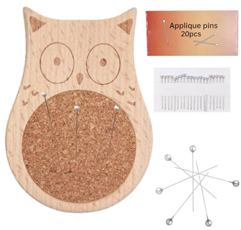 Nadelkissen zum Nähen, Nadelkissen,Niedliches Holz-Nadelkissen mit 20 Pins - Tragbarer Strickleim für Stickbekleidung.