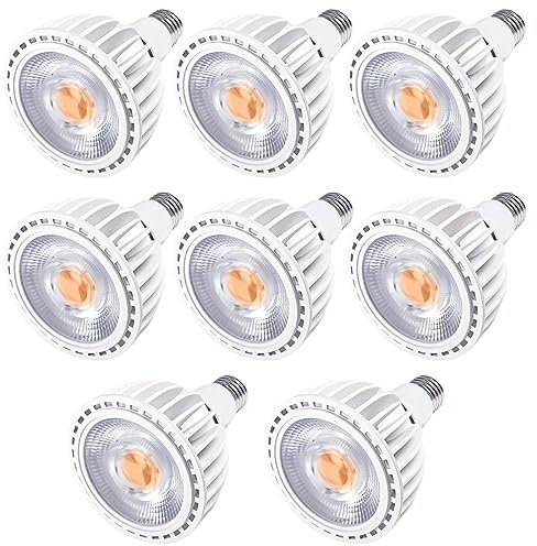 HTTGDGDH Confezione da 8 Lampadine LED Par30 Spotlight da 35 Watt COB 3500 S, Non Dimmerabili, Attacco E26/E27, da Incasso.（4000K-15° Beam Angle）