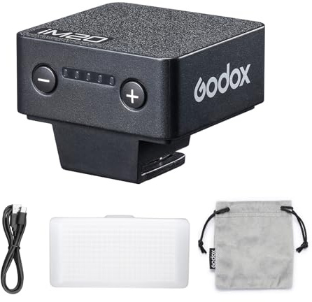 Godox iM20 Kamerablitz mit Diffusor 5 Leistungsstufen 3s Wiederaufladezeit 440 Blitze mit voller Leistung Einkontaktdesign Kamera-Speedlite für Canon, Nikon, Sony, Panasonic und Olympus