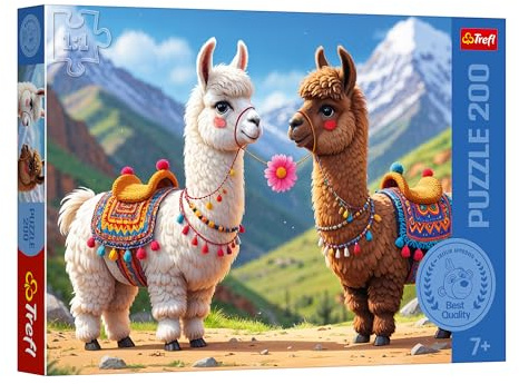 Trefl - The Treflik Family, Lama colorate - Puzzle da 200 pezzi - Un puzzle colorato con animali, per bambini dai 7 anni in su