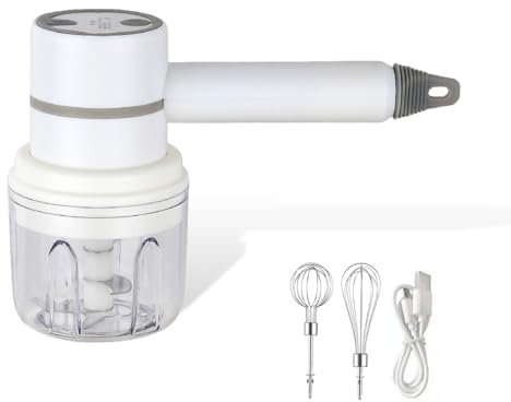 KIXZSAZ Frullino per alimenti senza fili da 250 ml con manico Frullatore a immersione Frullino per uova staccabile ricaricabile USB con cottura del contenitore, Bianco