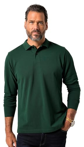 JP 1880 Jp1880 Poloshirt, Basic, Langarm, Piqué, bis 8 XL Camisa, Verde Oscuro, 3XL Hombres