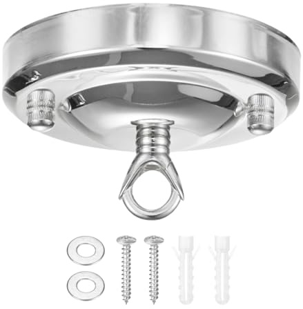 M METERXITY 1-Pack Light Canopy Kit, 4.3 Ceiling Light Cover Plate for Chandelier Fixture, Ceiling Hooks Cover Plate[Bright Silver]