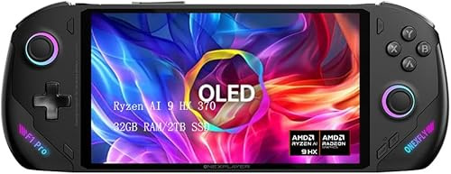 OneXfly F1 Pro Handheld Game Console 7 OLED Display Screen Portable Mini AI PC Laptop Tablet UMPC Win 11 AMD Ryzen AI 9 HX 370 32GB RAM/2TB SSD (Black)