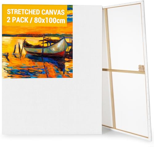 Koncci 2er-Set de lienzos para pintar, 80x100 cm, marco de lona grande, lienzos blancos para pintar con acrílicos y óleos, lienzos para principiantes y artistas