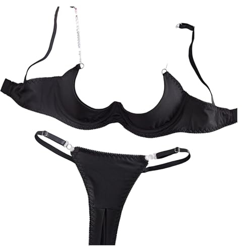 Lingerie Donna Babydoll Sexy Confortevole Reggiseno Completi Intimi da Donna Set Babydoll Aperto con Reggiseno e Perizoma per La Notte di Nozze Vacanze in Luna di Miele Viaggio, S-XL,Idea Regalo