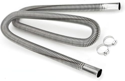 400cm Edelstahl Abgasschlauch für Stromerzeuger Standheizung Auspuff Schalldämpfer Auto Auspuffrohr mit Zwei Edelstahlklammern für Diesel Heizung