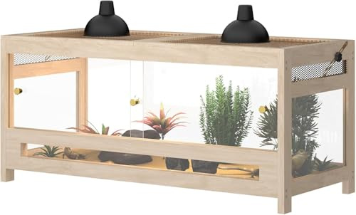 Reptile Enclosure 80 Gallon 4x2x2 – Large Snake Enclosure & Reptile Tank with Mesh Lid, Acrylic Panels & Wood Frame, Ideal Habitat for Bearded Dragon