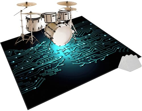 Schallschutzmatte Schlagzeug Teppich Schallschutz Teppich Trommelteppiche Akustik Drum Teppich Trommel Teppiche für Bass Drum Snare Elektronische schlagzeugteppich Instrumente Teppich 120 x 90 cm