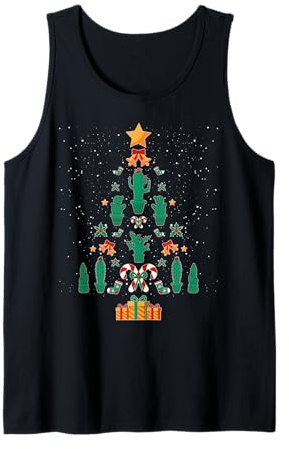 Succulent Cactus Christmas Tree Xmas Tank Top
