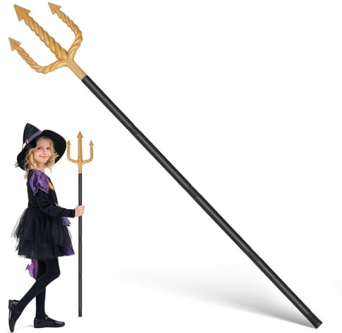 Garneck Antique Trident Prop for Stage Halloween Demon Pitch Fork Plastic Masquerade Party Boys and Girls Costume Accessories