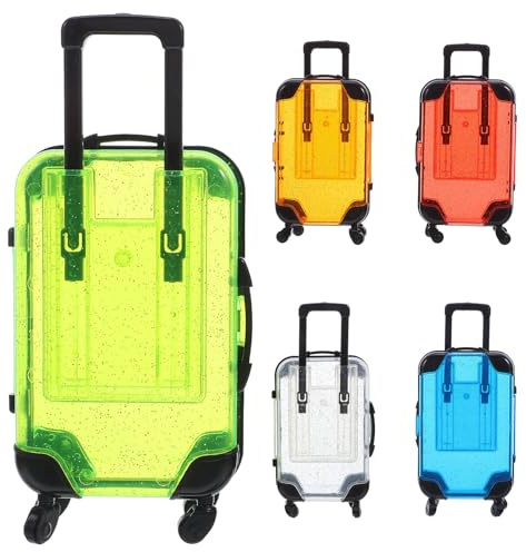 LALADEFIEE 5pièces Lot de Mini Valises Jouet Garçon Fille avec Roulettes de Bagages pour Tout-petits Valise de Voyage Petite pour Jeux de Rôle et Organisation