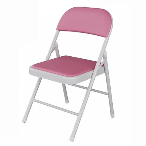 zxhrybh Sedia Pieghevole, Sedie Pieghevoli in Metallo Economica, Sedia Pieghevole Imbottita, per Casa, Sala da Pranzo, Ufficio, Colori Multipli(White+pink)