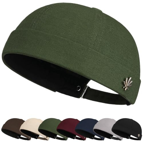YKDLLF Cappellino da Portuale Uomo Donna Cappello da Marinaio Unisex Berretto Docker Brimless cap Docker Hat Cappello Senza Visiera Neero Uomo Regolabile Brimless Portuale Berretto cap