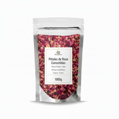 MasarySpice | Pétales de rose comestibles rouges (Rosa centifolia), paquet de 1000 gr.
