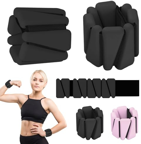 Ankle Weights & Wrist Weights Set of 2 (1lb Each), Adjustable Wearable Leg/Arm Weights for Women Men, Fitness Bracelets for Yoga, Pilates, Running, Physical Therapy