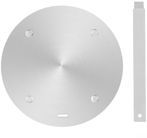 Plaque d'adaptation à induction en acier inoxydable pour une répartition homogène de la chaleur sur les tables de cuisson avec poignée compatible avec les casseroles et théières à moka (160 mm)