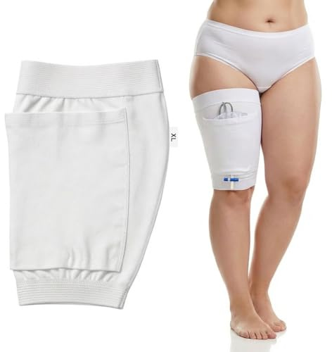 Katheter Beinbeutel Halter Urinbeutelhalter Wiederverwendbar Katheterbeutel Halter Dehnbar Urinabwässerungs Beutel Ärmel für Inkontinenz Urostomie Foley-Kathete (XL)