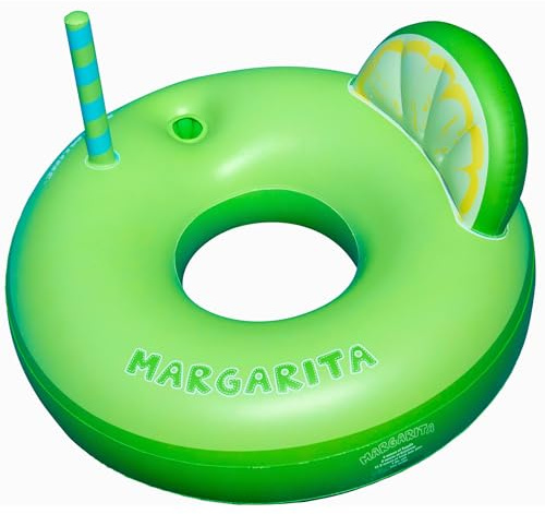 Swimline Margarita Pool Ring with Cupholder & Backrest – Inflatable Lounge Float with Fun Design for Adults & Teens – Durable Vinyl Ring for Pool, Lake, or Beach – Easy to Inflate and Store