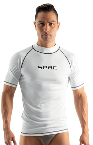 SEAC T-Sun Short Man, Rash Guard zum Schwimmen, Surfen, Tauchen, UV-Schutz, weiß, L