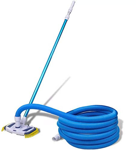 vidaXL Poolsauger Schwimmbadreiniger mit Teleskopstange und Schlauch, Manueller Poolsauger für oberirdische und unterirdische Pools, Poolkehrmaschine