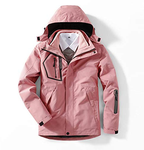 GITVIENAR 3 in 1 Winterjacke Frauen, Skijacke mit Fleece Innenjacke Winddicht Wasserdicht Abnehmbare Kapuze, Funktionsjacke Regenjacke Wintermantel Jacke zum Wandern Trekking Radfahren für Damen