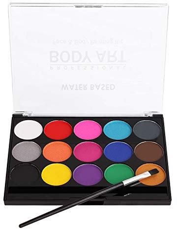 Gesicht Körper Malerei Kits 15 Farben Body Painting Gesichtsfarbe Kit Professionelle Schminkpalette Schminkfarben Kinderschminke Set mit Pinsel für Kinder Erwachsene,Halloween,Party,Colsplay Bedarf