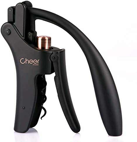 CHEER MODA Screwpull Levers - Professional Compact Vertical Corkscrew, Elegant Shaduf Screwpull Wine Bottle Opener, Manual Wine Cork Remover with Removable Foil Cutter and Extra Spiral