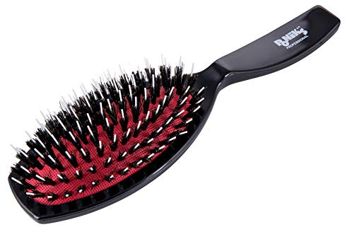 Ponik’s Wildschweinborsten Bürste Haarbürste für Extensions - Pneumatische Haarbürsten – Naturborsten vom Wildschwein und Nylonstifte, Antistatisch, Sanft Entwirrend, Verleiht Glanz 22x6,5 cm