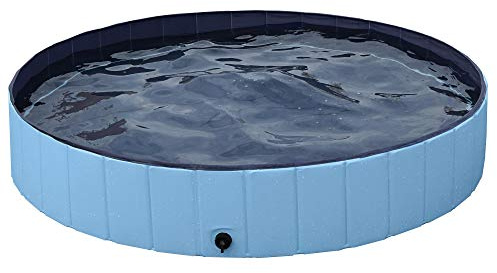 costoffs Paddling/Swimming Pools for Large/Small/Medium Dogs/Puppy Bath Tub for Garden/Indoor/Outdoor Foldable/Folding Pool Blue, XXL 160 x 30 cm