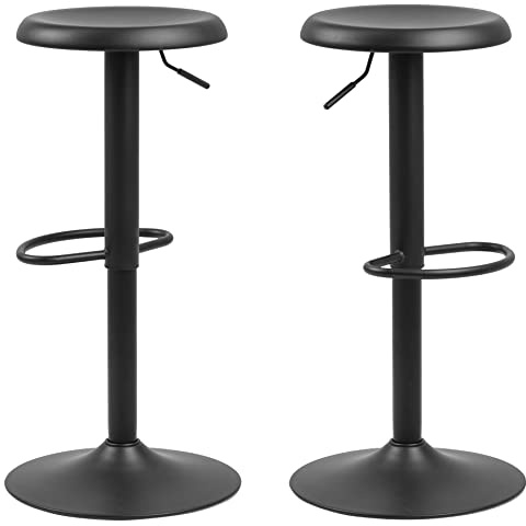 AC Design Furniture Finn Barhocker 2er Set, H: 82 x B: 40 x T: 40 cm, Schwarz, Metall, 2 Stk.