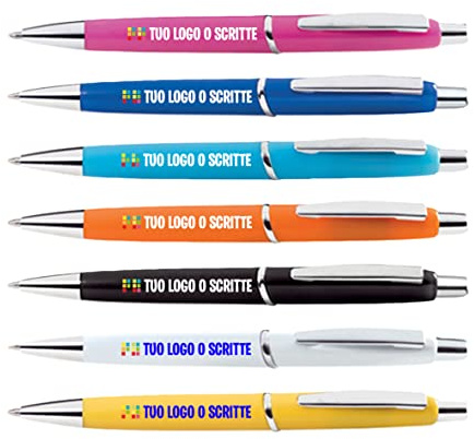 PENNA PERSONALIZZATA STAMPA COLORE - LOGO/TESTO - SUPPORTO GRAFICO GRATUITO (Nero, 100 PEZZI)