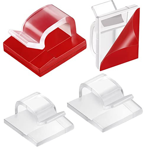 Maitys 60 Stück Kabelclips mit Klebeband für Außen Licht Klammern mit 3 Größen Dekoration Clips Selbstklebende Haken Kabelhalter Klebehaken für Lichterkette Girlande(Klar)