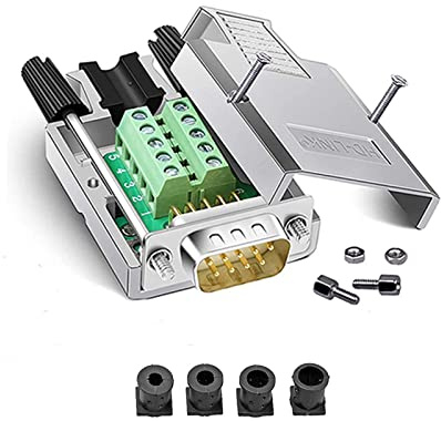 PENGLIN DB9 Breakout Stecker Steckverbinder, | Lötfreies Metallgehäuse RS232 D-SUB Seriell auf 9-Pin Port Terminal Männlich Adapter Stecker Breakout Board mit Gehäuse