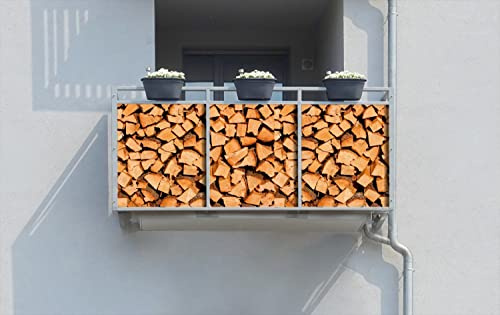 Wallario Balkonverkleidung, Sichtschutz, Windschutz, Meterware nach Maß - Motiv Holzstapel gehackt - Holzscheite für den Kamin (Grundpreis: 27,95Eur/m)