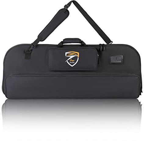 SUNYA Compound Bow Case with Molle System - Neoprene Bow String Protection & Padded Shoulder Sling - Soft Carrying Case for Archery Accessories, Equipment (Black)