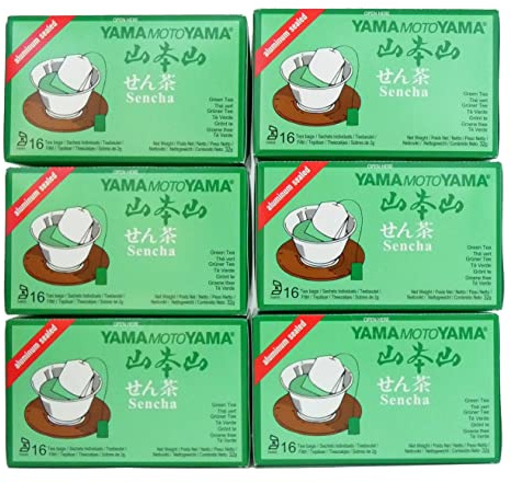 6 boxes of 16 Sencha Green Teabags by Yamamotoyama - 96 x 2g Japanese style Green Teabags