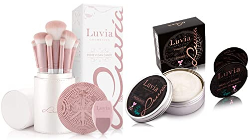 Make-up Pinselset Luvia, Prime Vegan Pro - Candy & Luvia Pinselseife Kosmetik - Essential Brush Soap Citro – Zur Kosmetik-Pinsel-Reinigung – Ideale Beauty-Blender Seife – 100g XXL